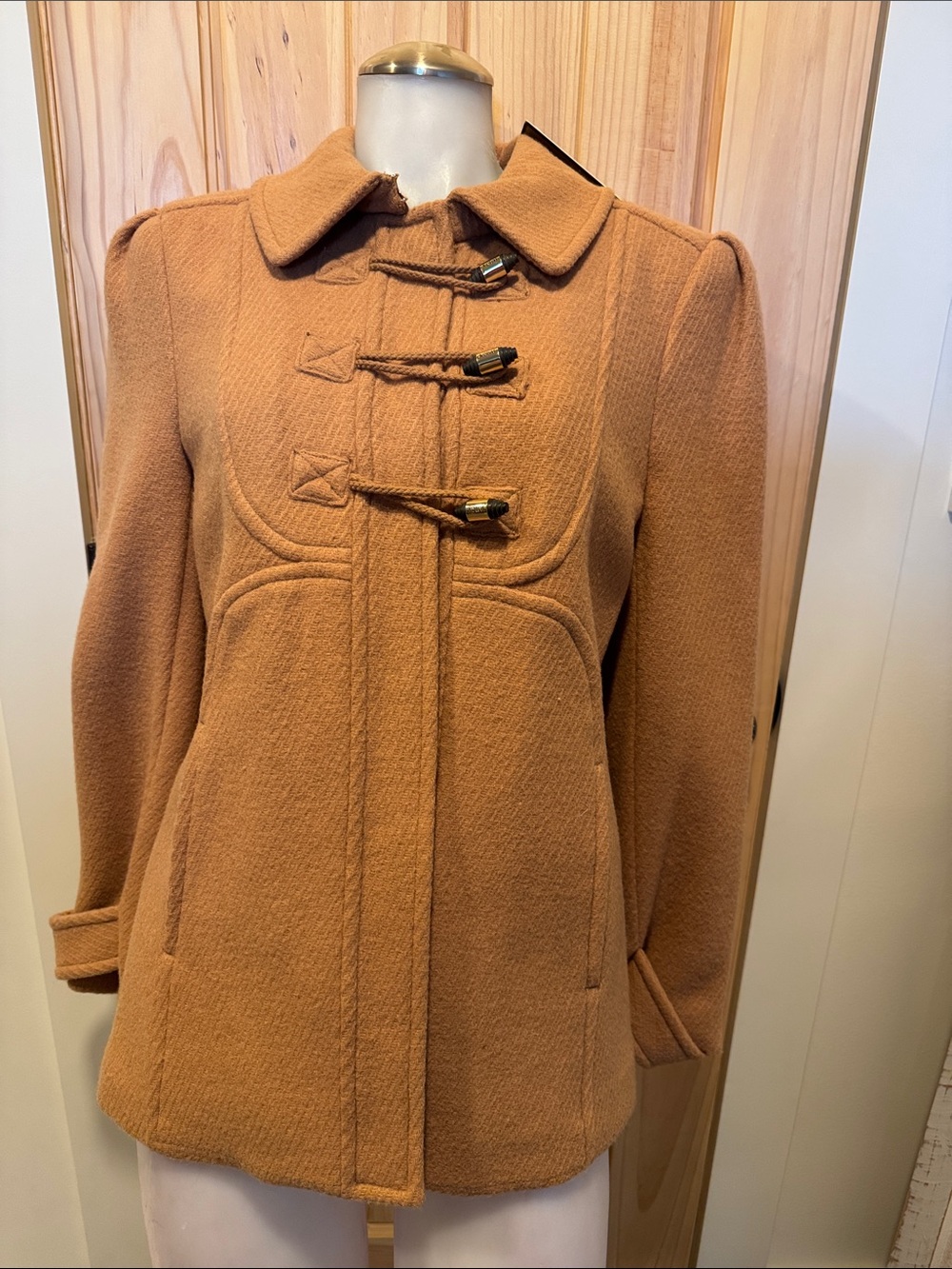 Juicy Couture Vintage Textured Camel Pea Coat